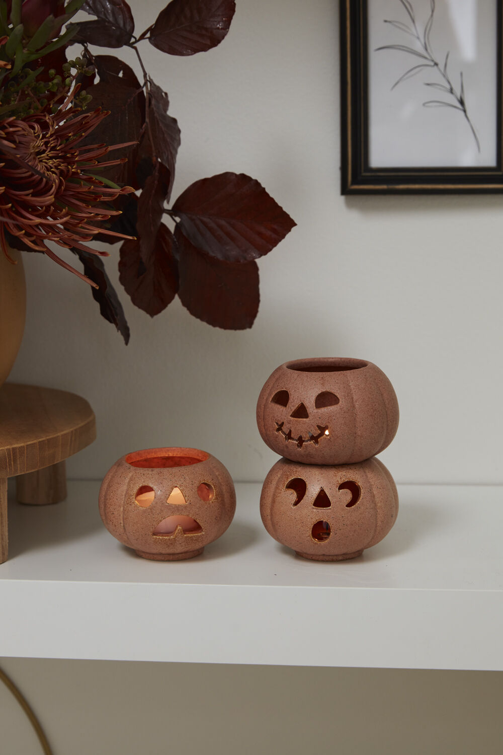 Grinning Pumpkins Votive Candle Holder