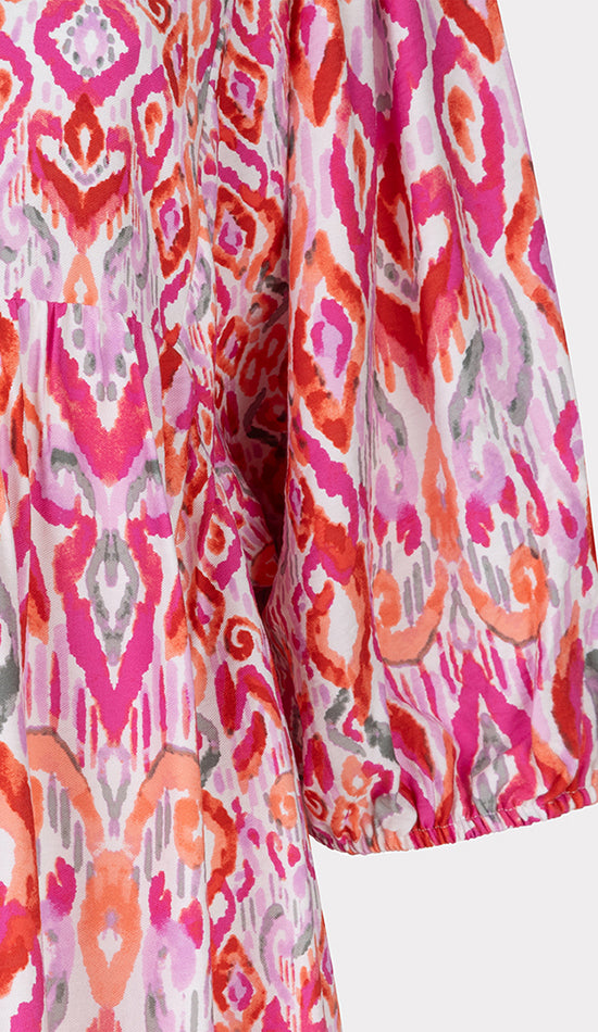Ikat Wave Maxi Dress - Pink Multi