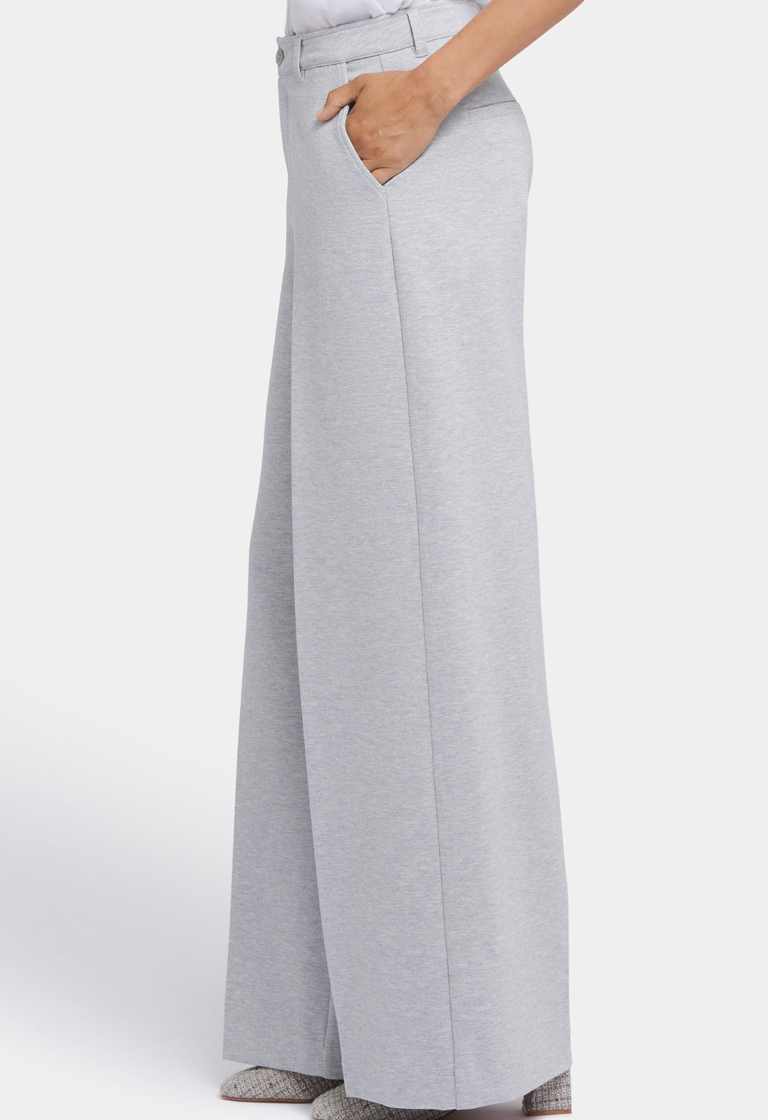 Whitney Wide Leg Pants - Light Heather Grey
