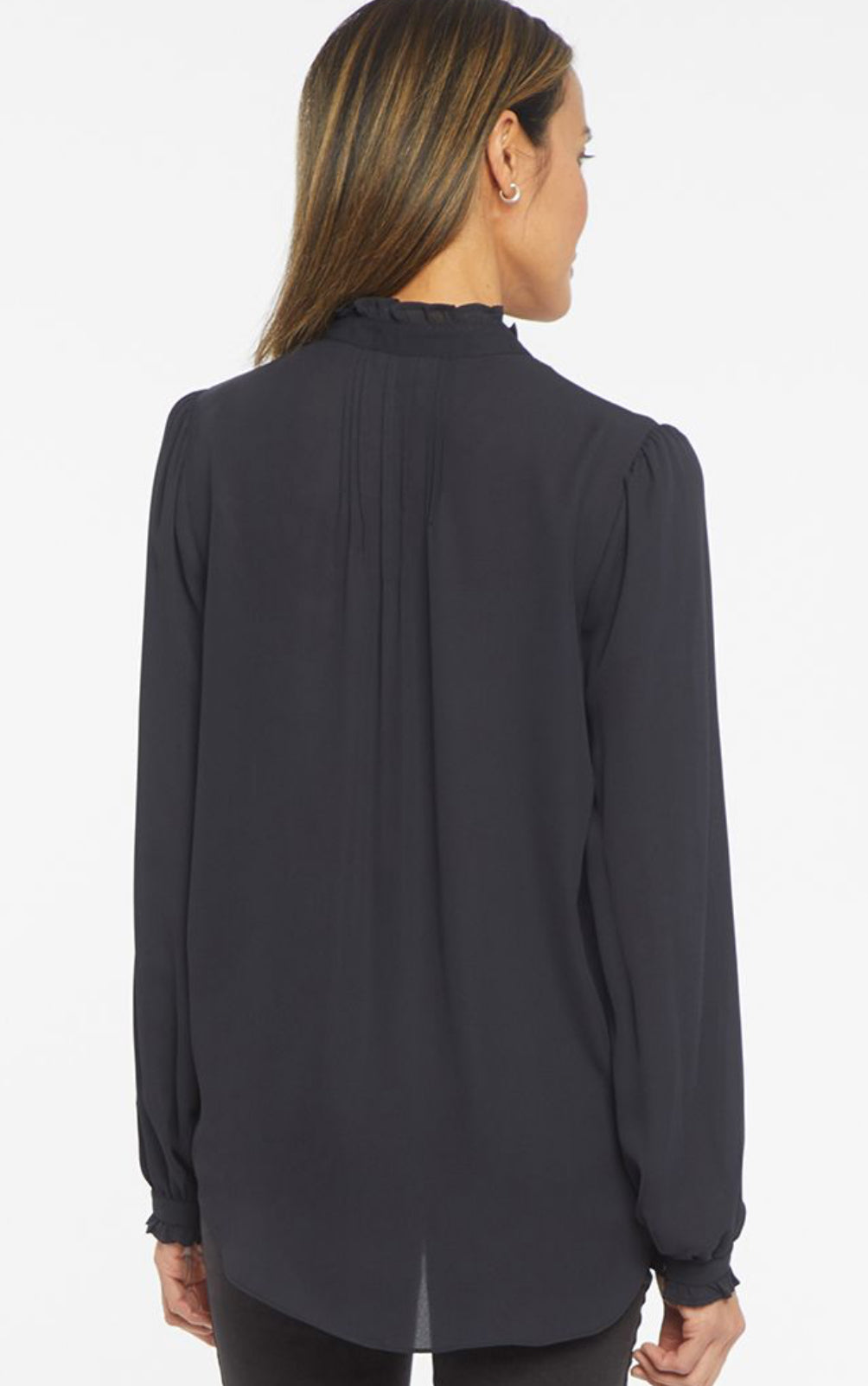 Pleated Front Tunic Top - Black