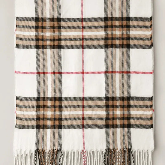 Giant Check Cashmere Feel Classic Scarf - Ivory