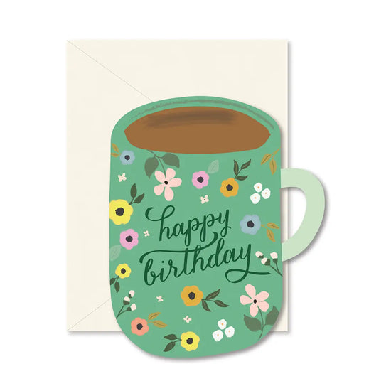 Birthday Coffee Mug Die-Cut Greeting Card