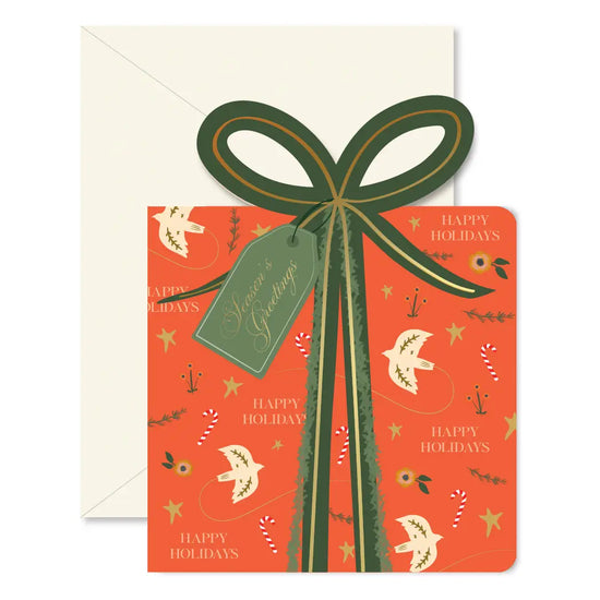 Holiday Red Gift Die-Cut Greeting Card