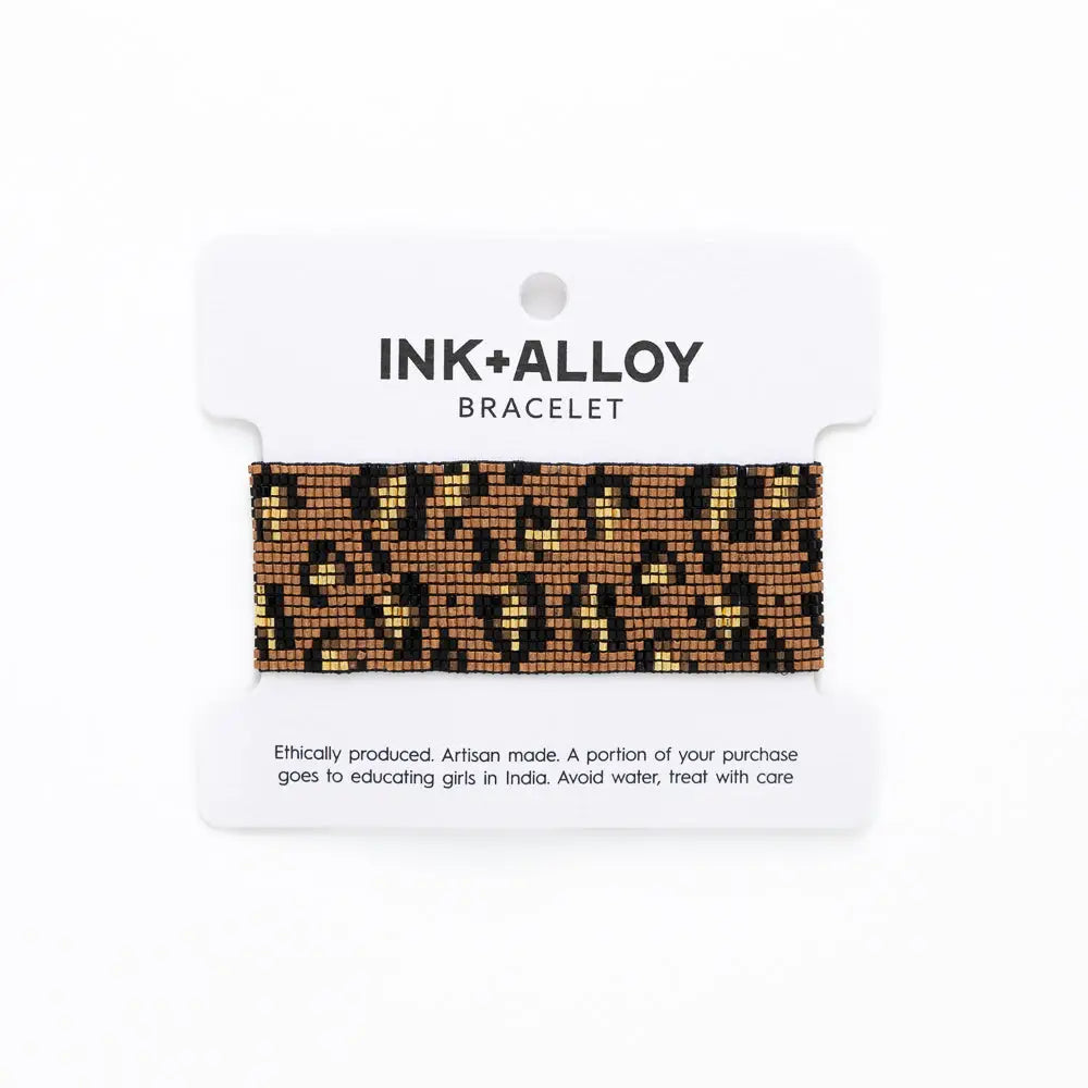 Brooklyn Cheetah Print Beaded Bracelet - Mocha