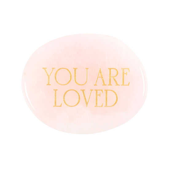 You Are Loved Rose Quartz Chrystal Palm Stone