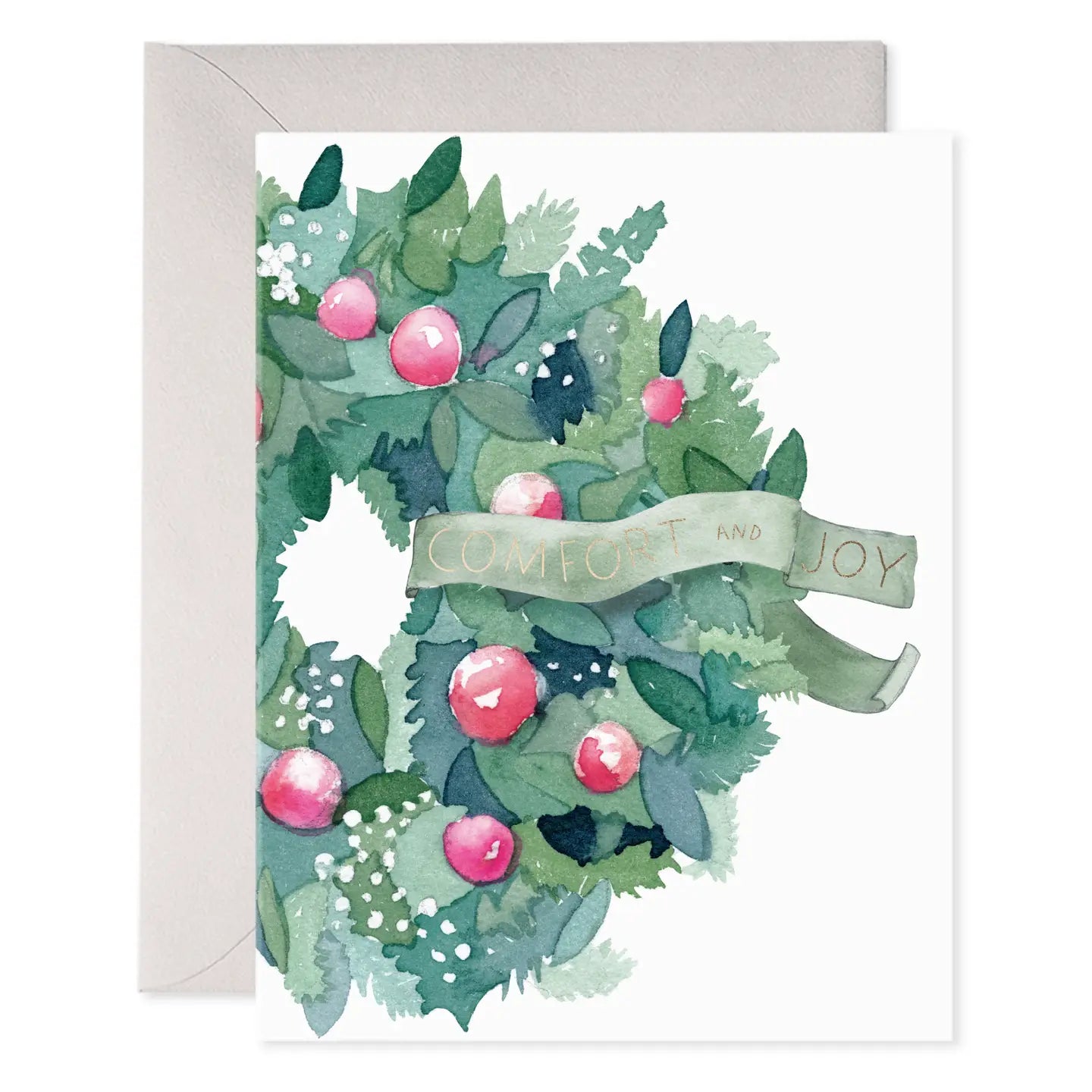 Comfort & Joy Wreath Holiday Greeting Card