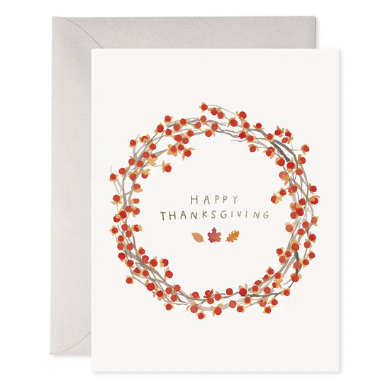 Autumn Berry Wreath Thanksgiving Greeting Card