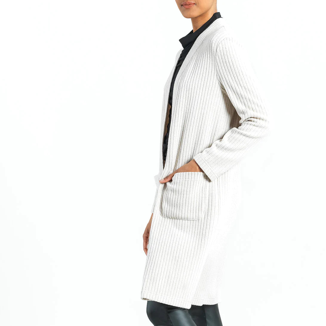 Ribbed Knit Cardigan Sweater with Pockets - Sand