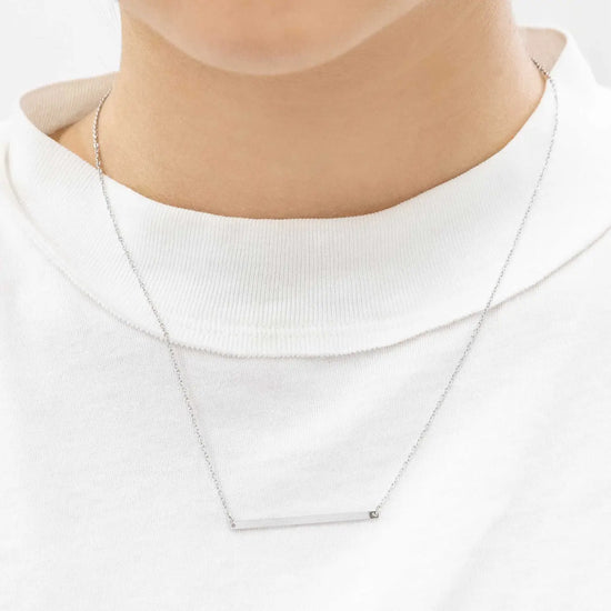 Modern Minimalist Bar Necklace - Silver