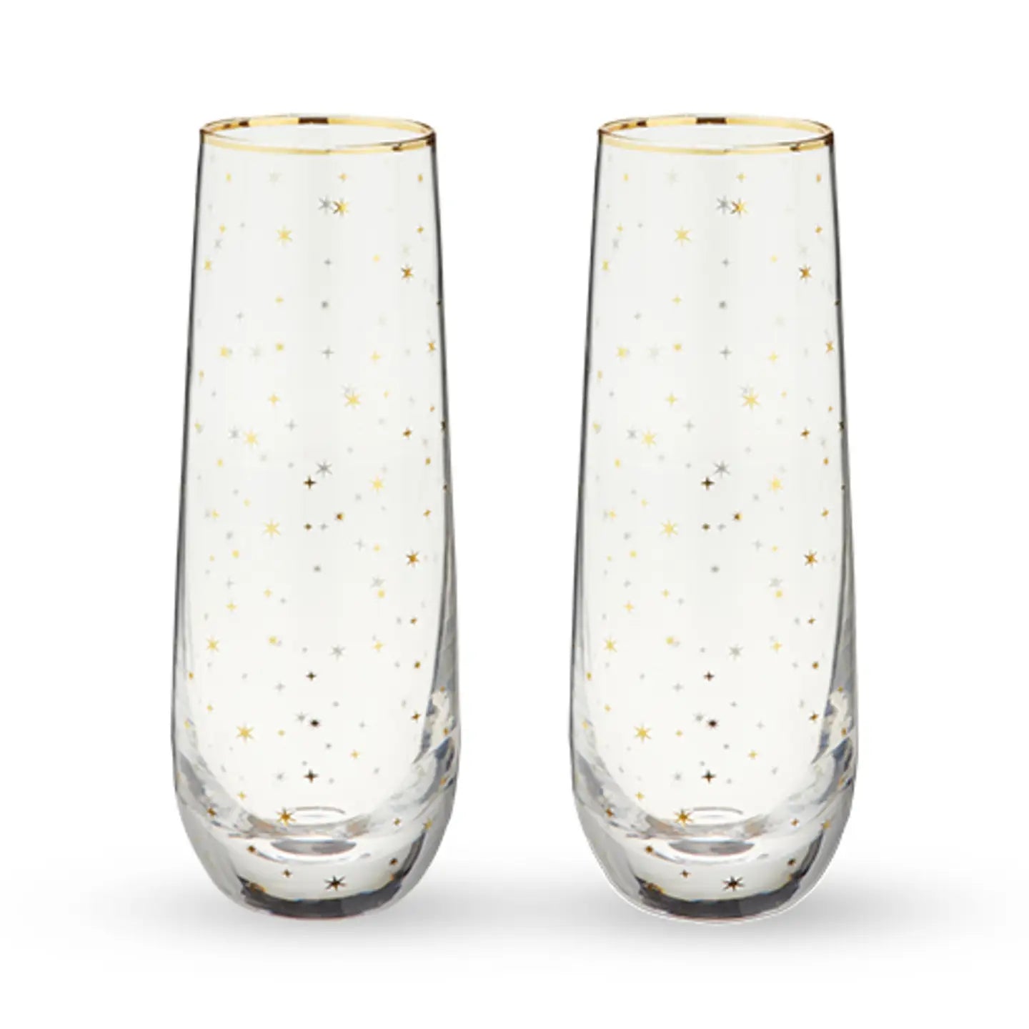 Starlight Gold Accented Stemless Champagne Flutes