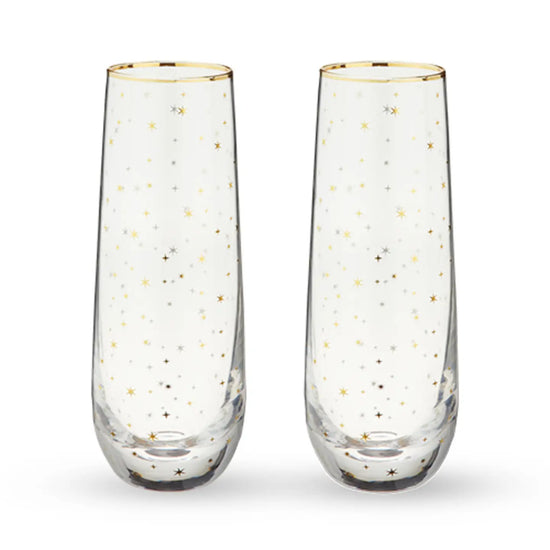 Starlight Gold Accented Stemless Champagne Flutes