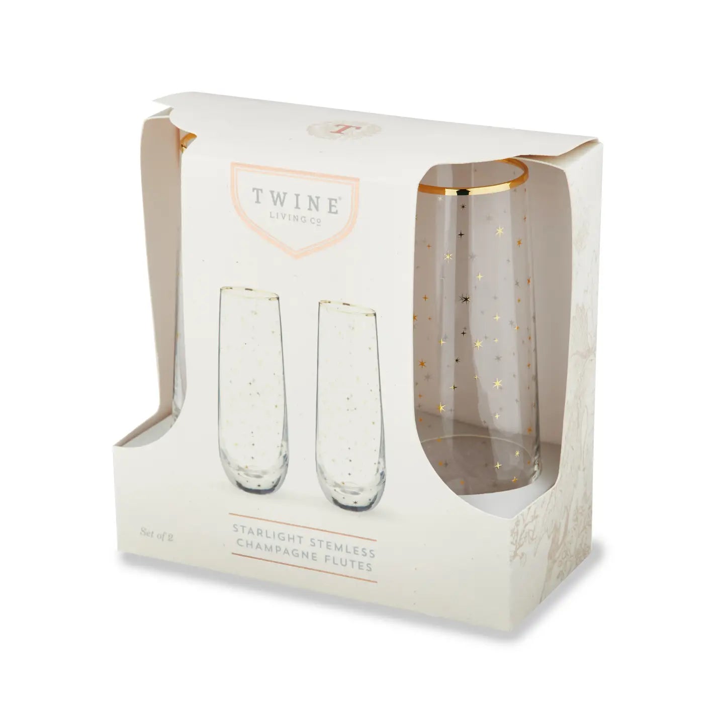 Starlight Gold Accented Stemless Champagne Flutes