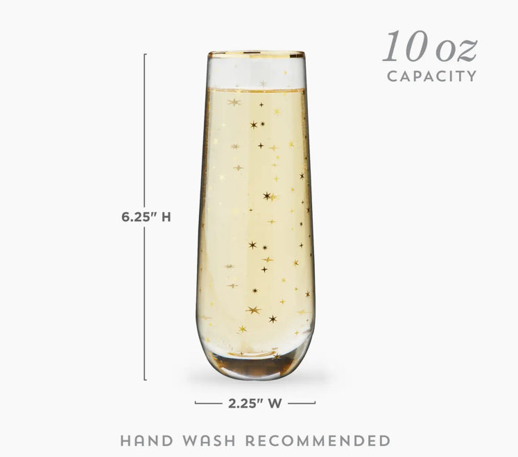 Starlight Gold Accented Stemless Champagne Flutes
