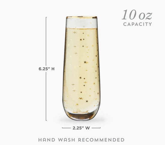 Starlight Gold Accented Stemless Champagne Flutes