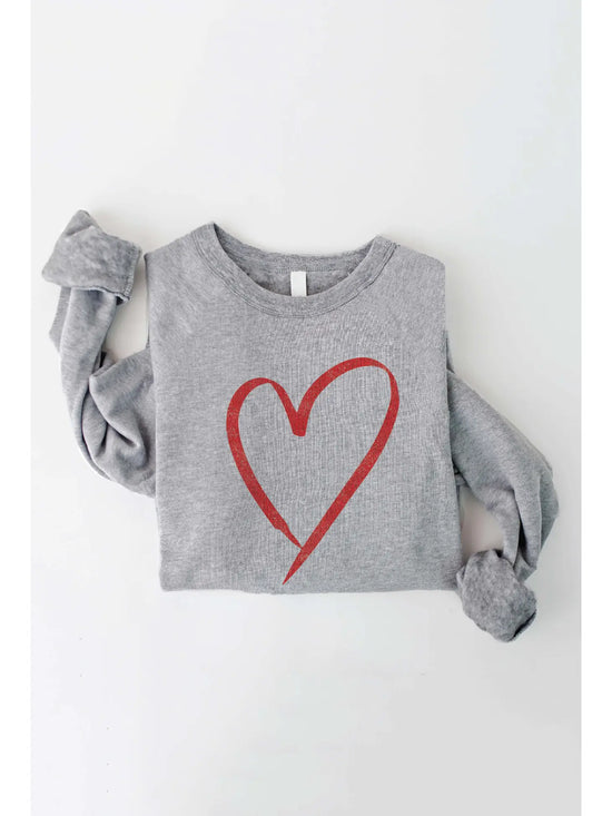 Heart Graphic Sweatshirt - Athletic Heather