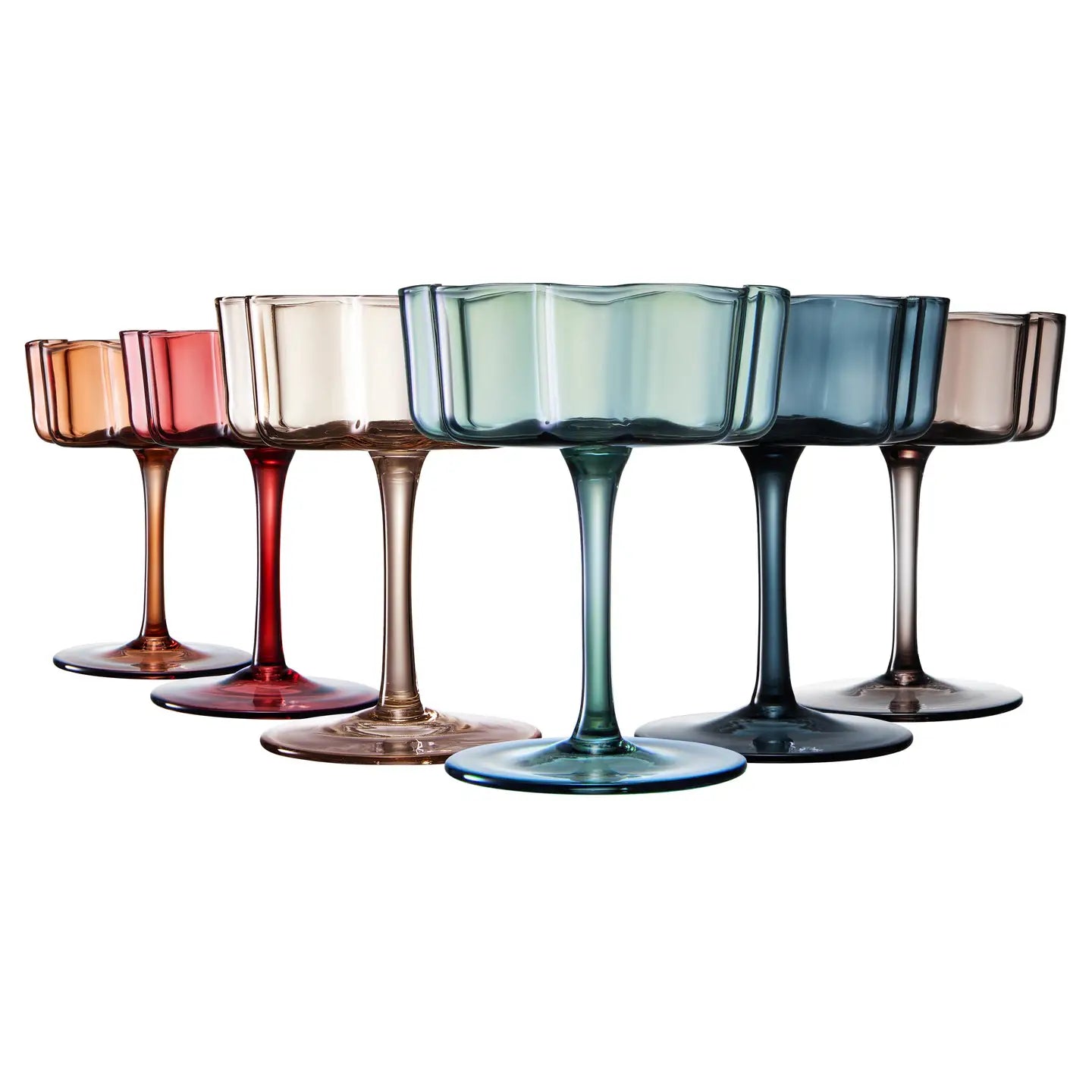 Flower Wave Coupe Cocktail Glasses - Set of 6