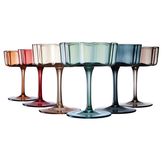 Flower Wave Coupe Cocktail Glasses - Set of 6