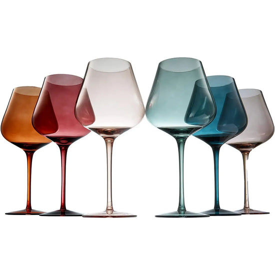 Large Format Pastel Crystal Wine Glasses - Set of 6