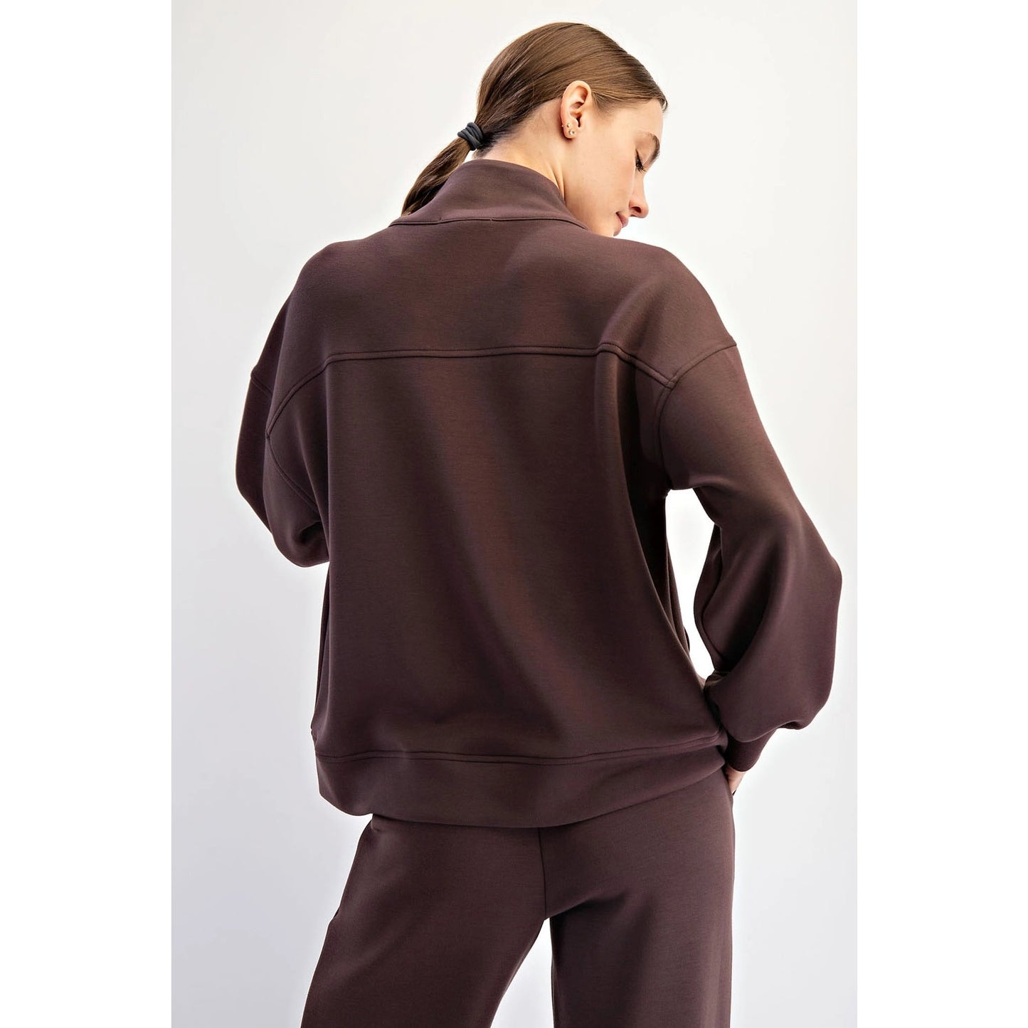 Modal Poly Cardigan Sweatshirt - Espresso