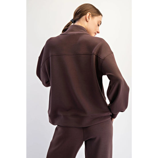 Modal Poly Cardigan Sweatshirt - Espresso