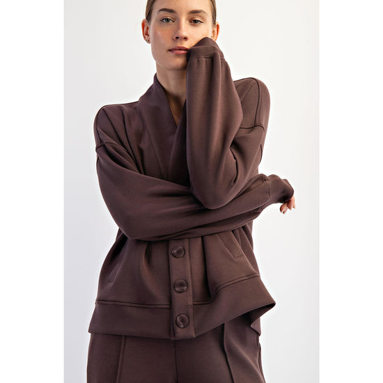 Modal Poly Cardigan Sweatshirt - Espresso