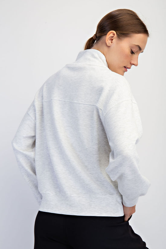 Modal Poly Cardigan Sweatshirt - Light Grey