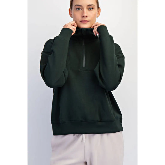 Modal Scuba Quarter Zip Sweatshirt - Regency Green