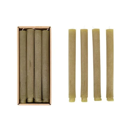 Box of 12 Unscented Taper Candles - Olive