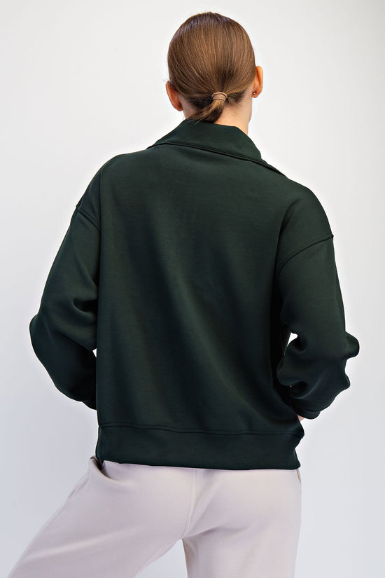 Modal Scuba Quarter Zip Sweatshirt - Regency Green