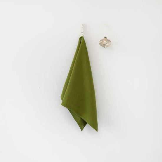Christmas Green Linen Kitchen Towel
