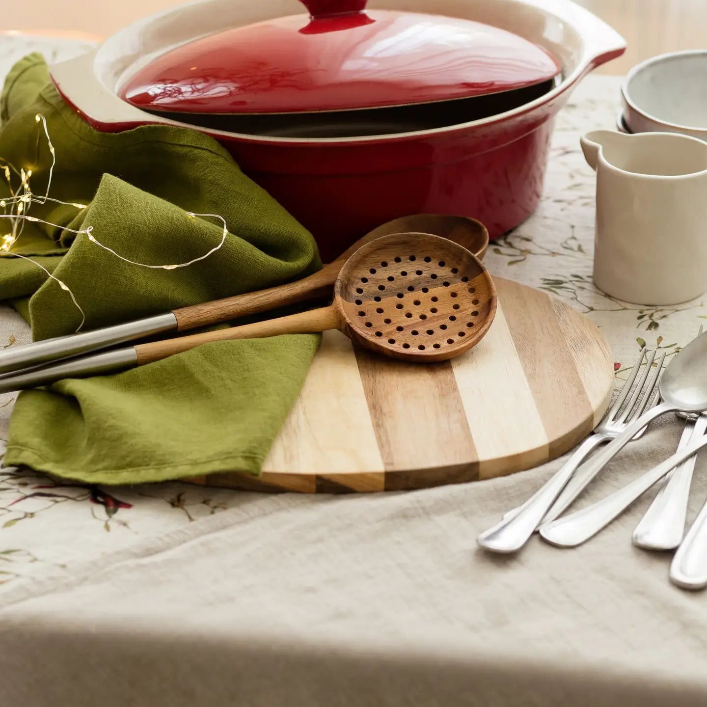 Christmas Green Linen Kitchen Towel