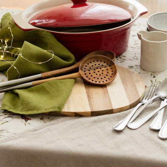 Christmas Green Linen Kitchen Towel