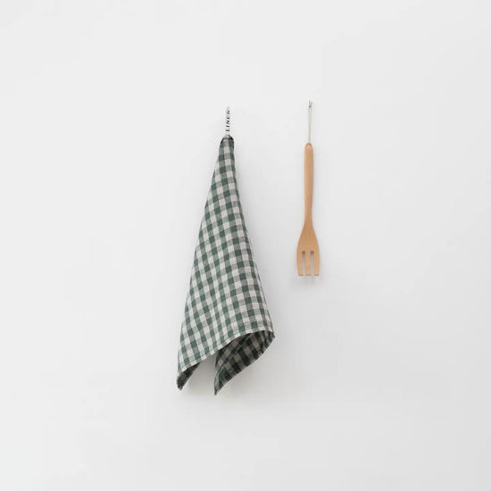 Forest Green Gingham Linen Kitchen Towel