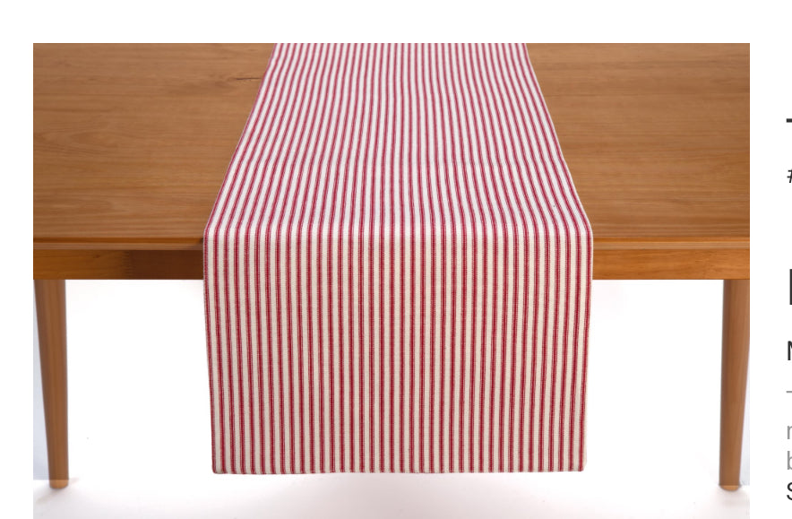 Red Ticking Stripe Table Runner