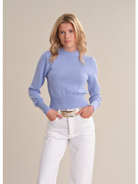 Raglan Sleeve Crew Neck Sweater - Blue Heron