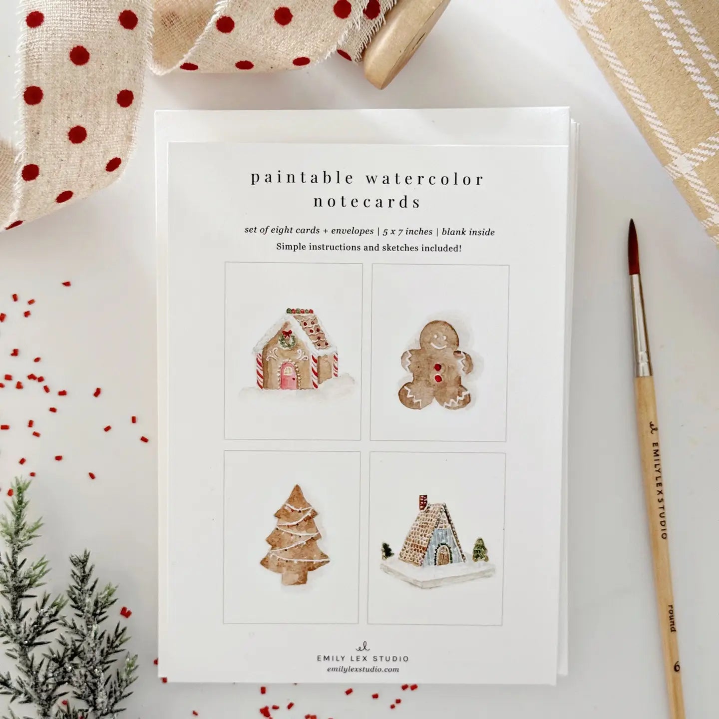 Paint Your Own Gingerbread Greeting Cards - Set of 8