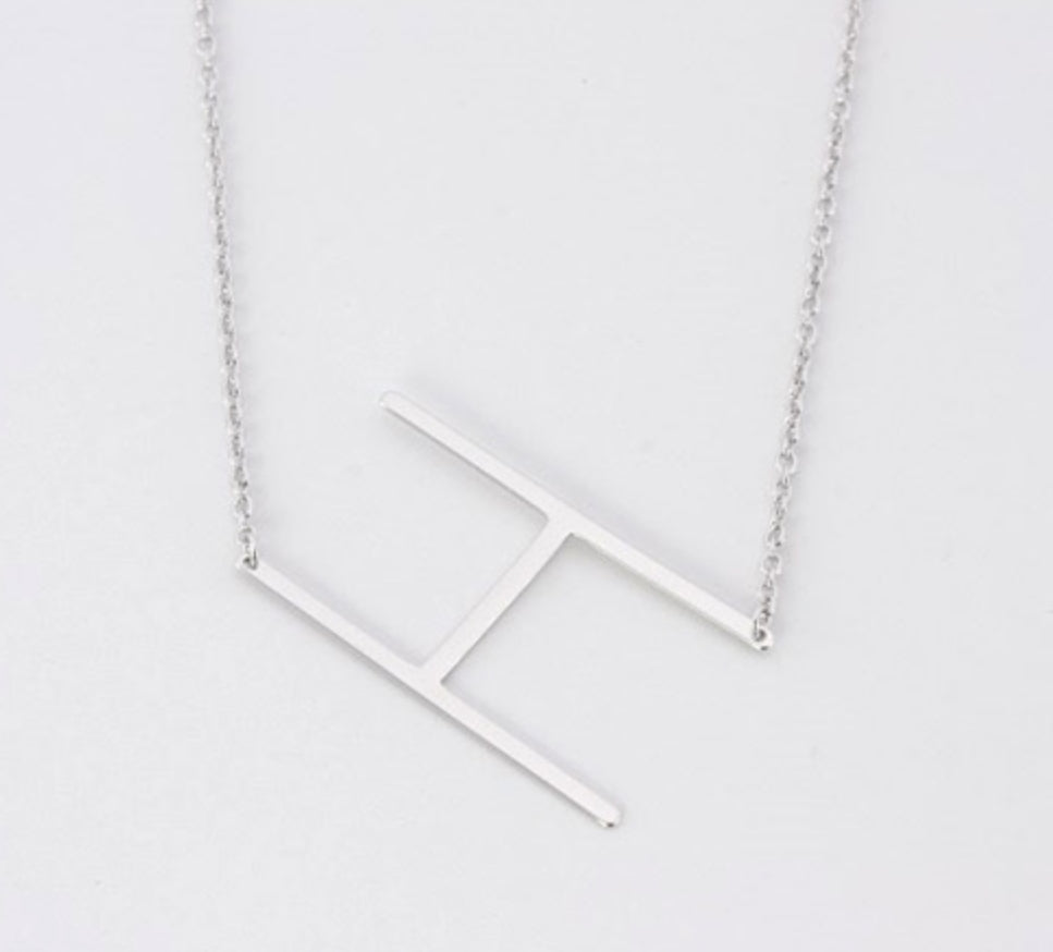 Load image into Gallery viewer, Sideways Initial Necklace - Silver
