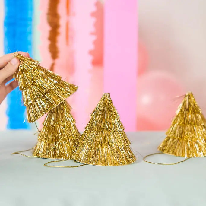 Golden Girl Mini Fringe Party Hats - Set of 4