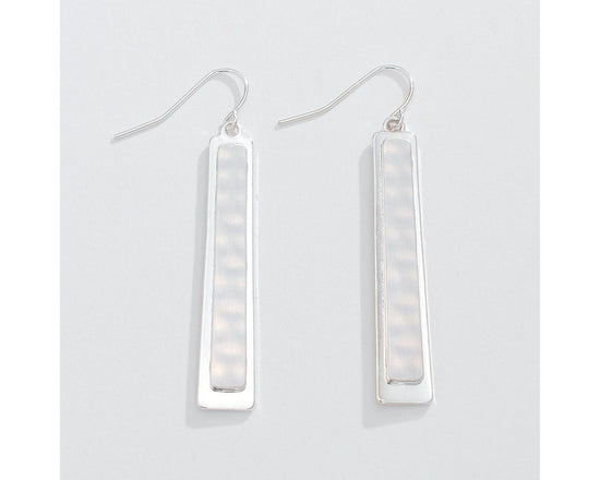 Silver Hammered Rectangle Earrings