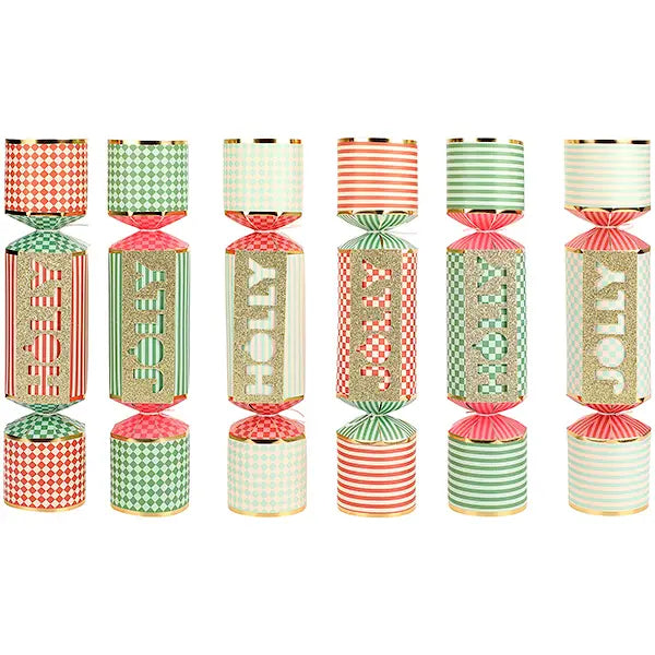 Holly Jolly Party Crackers - Set of 6