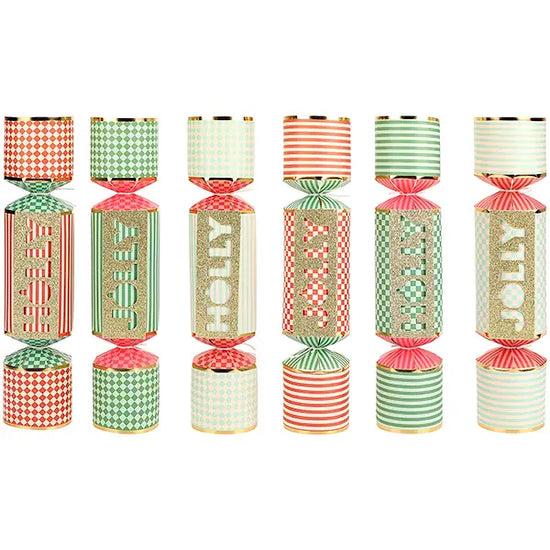 Holly Jolly Party Crackers - Set of 6