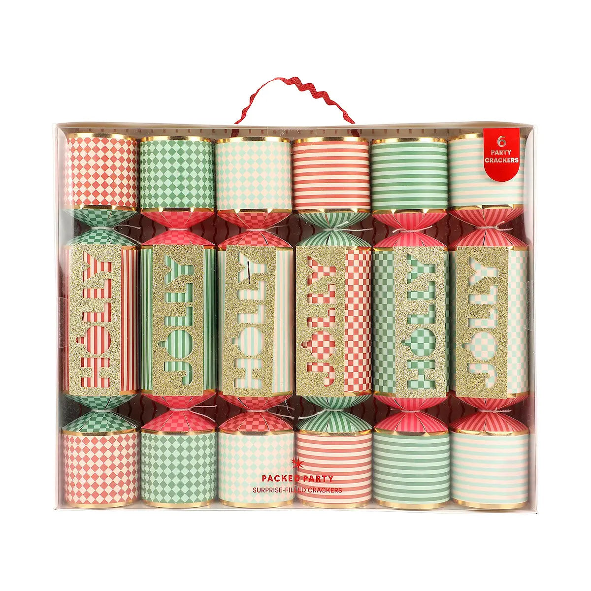 Holly Jolly Party Crackers - Set of 6
