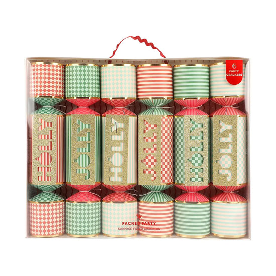 Holly Jolly Party Crackers - Set of 6