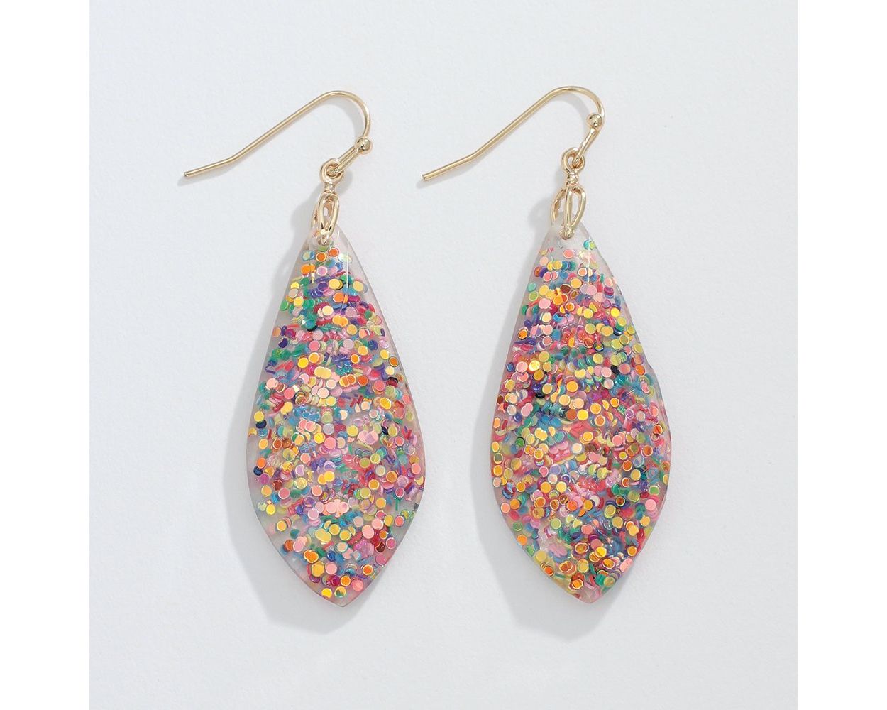 Multi-Colored Glitter Resin Drop Earrings