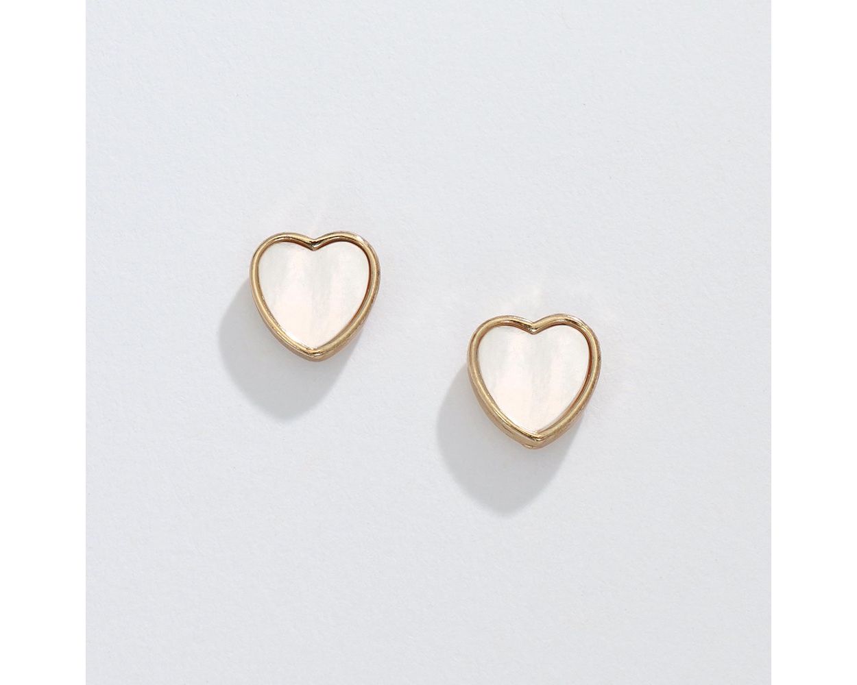 Heart-Shaped Earrings with Mother of Pearl Inlay