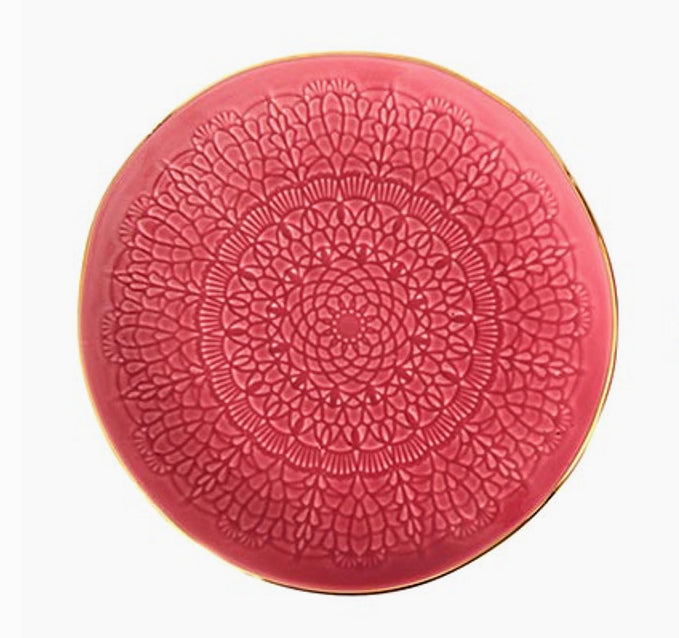 Moroccan Gold Rimmed Appetizer Plate - Pink