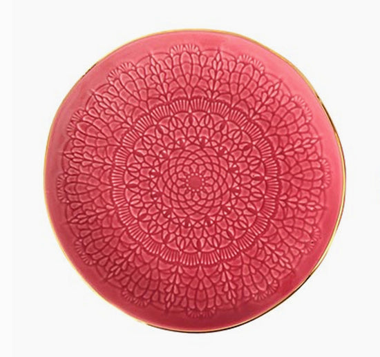 Moroccan Gold Rimmed Appetizer Plate - Pink