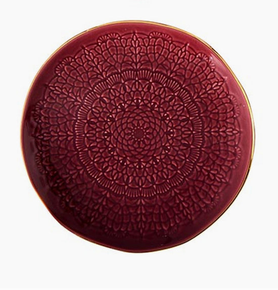 Moroccan Gold Rimmed Appetizer Plate - Magenta