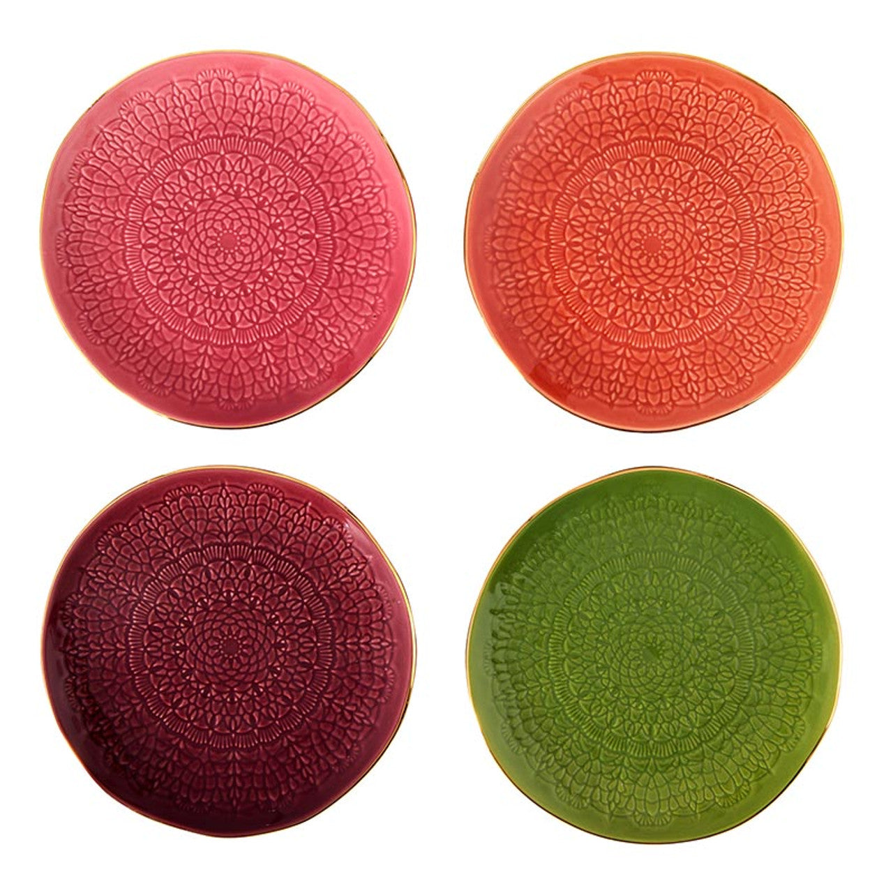 Moroccan Gold Rimmed Appetizer Plate - Pink