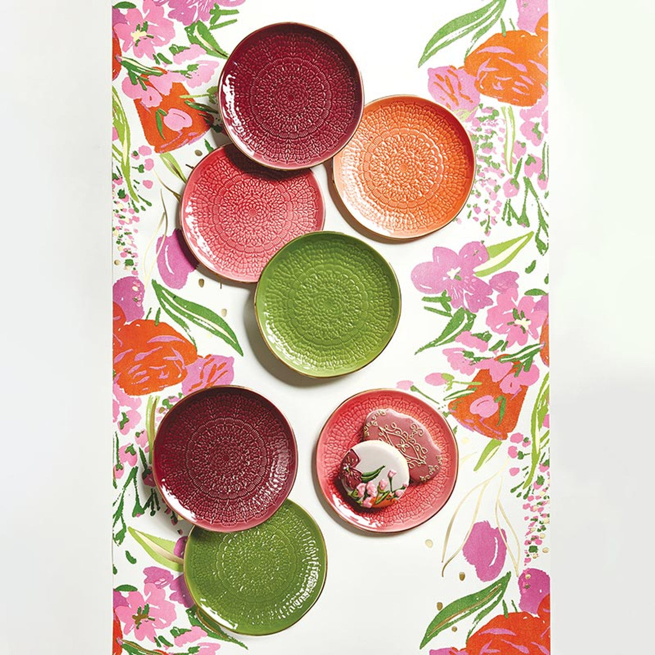 Moroccan Gold Rimmed Appetizer Plate - Magenta